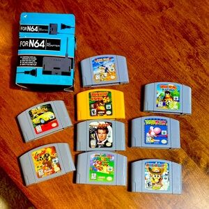 Lot of 9 Nintendo 64 games and AC adapter